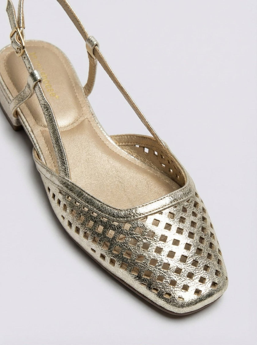 ✨ Mila — Cutwork Slingback in Gold & Neutral