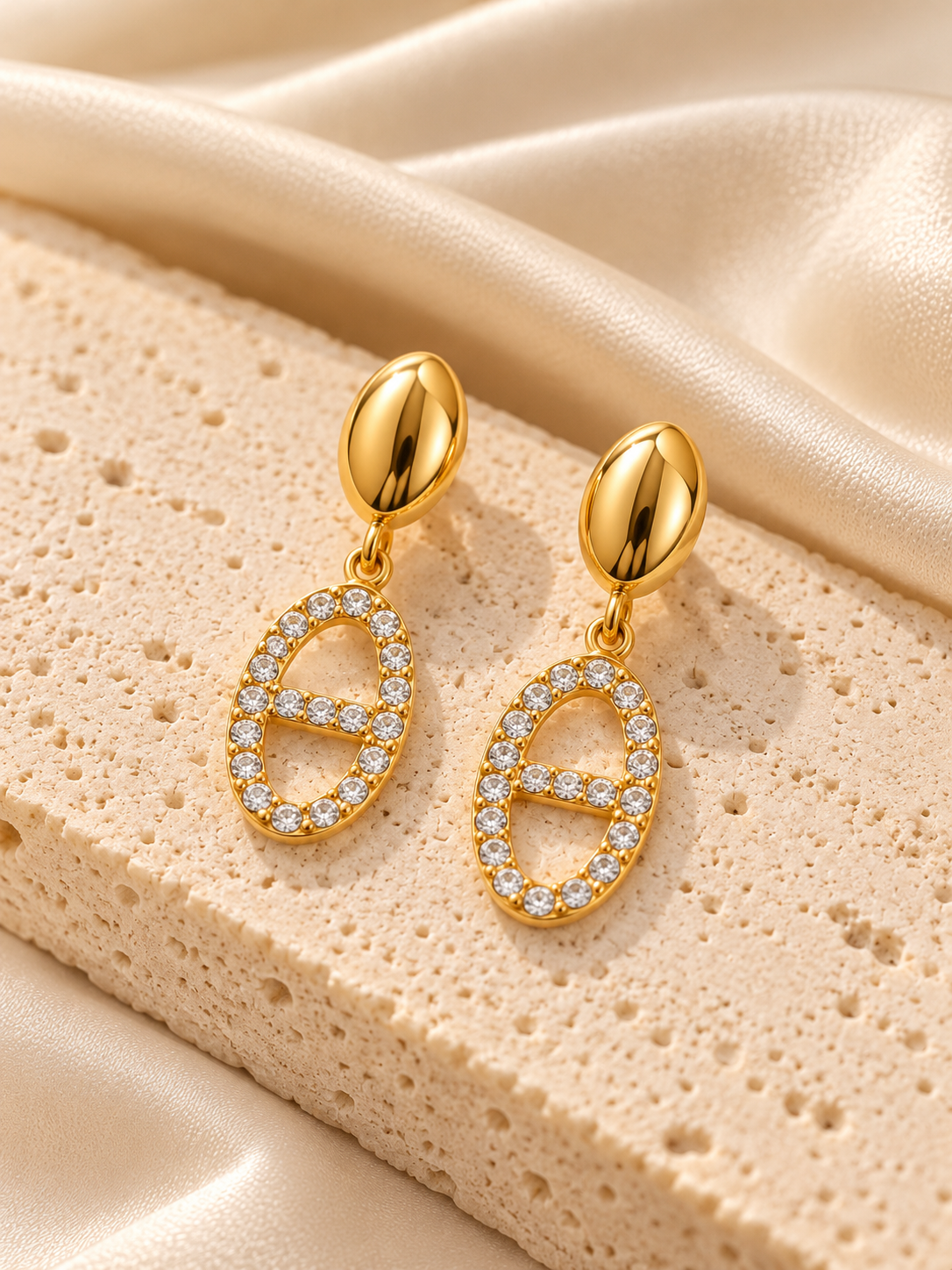 Gold Crystal Marine Drop Earrings