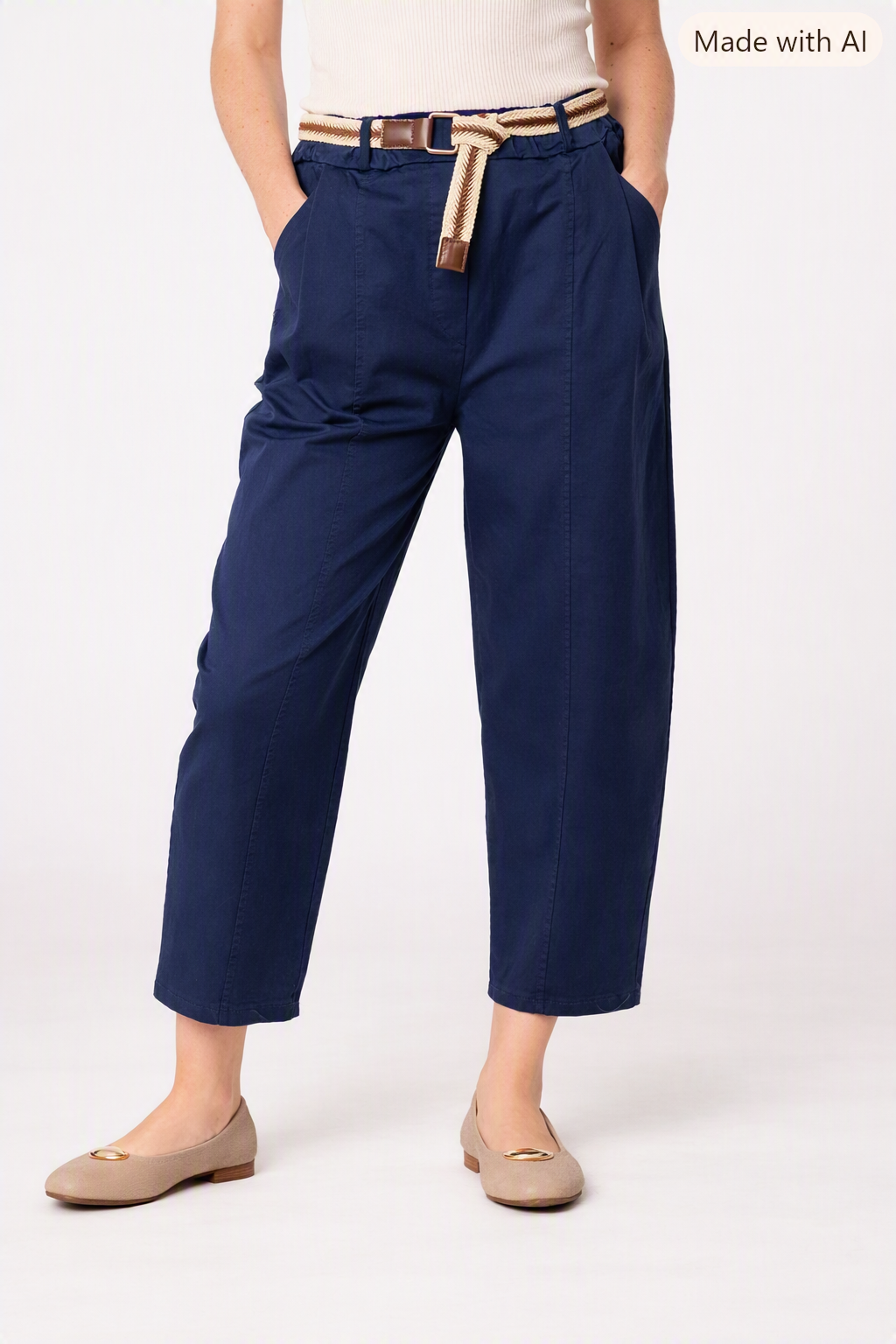 Beth Barrel Leg Trousers with Belt
