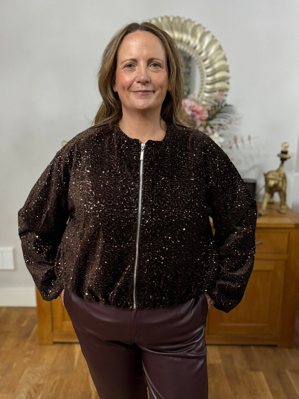 The Kaia Sequin Bomber