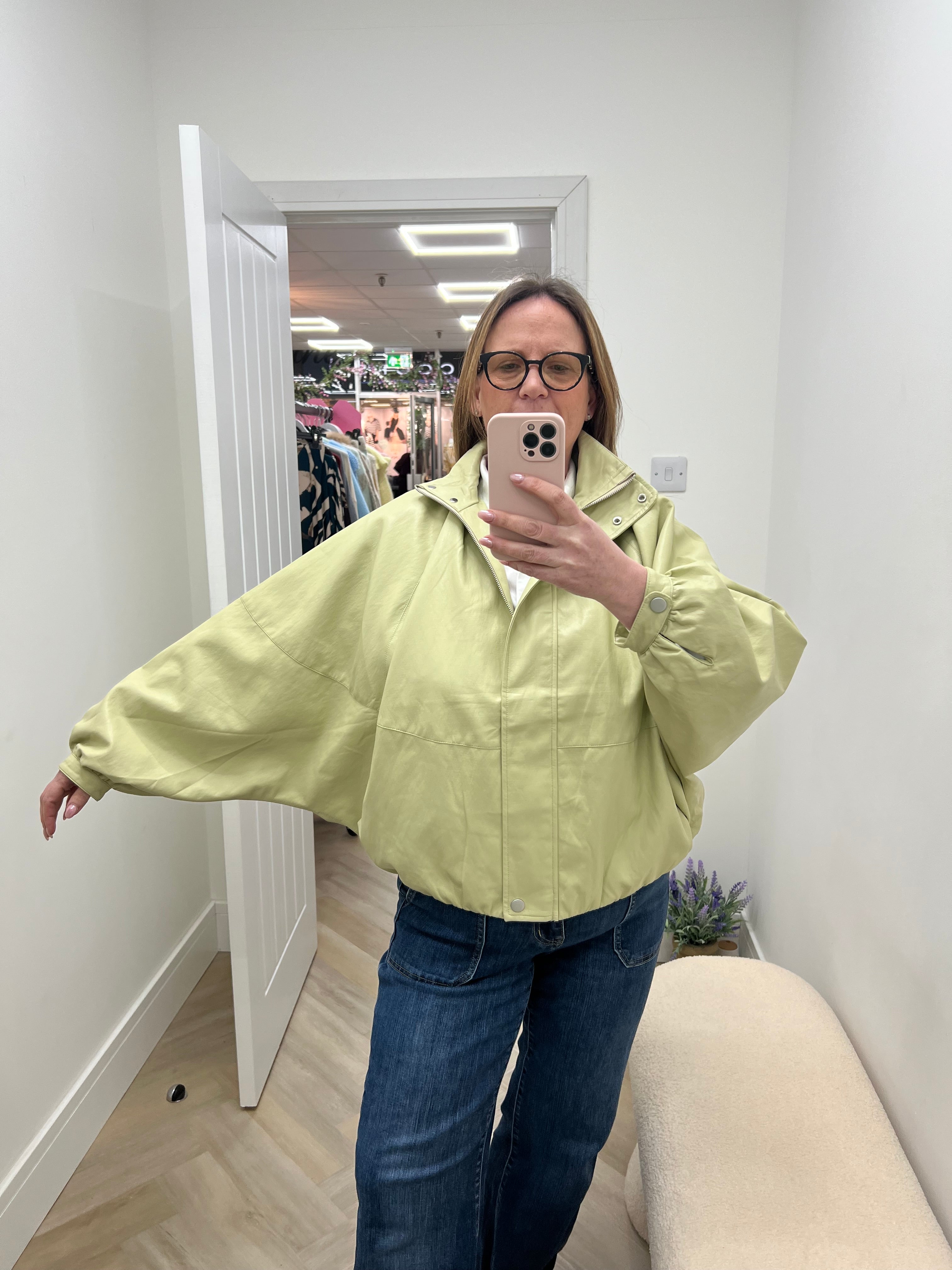 Kate Faux Leather Funnel Neck Jacket
