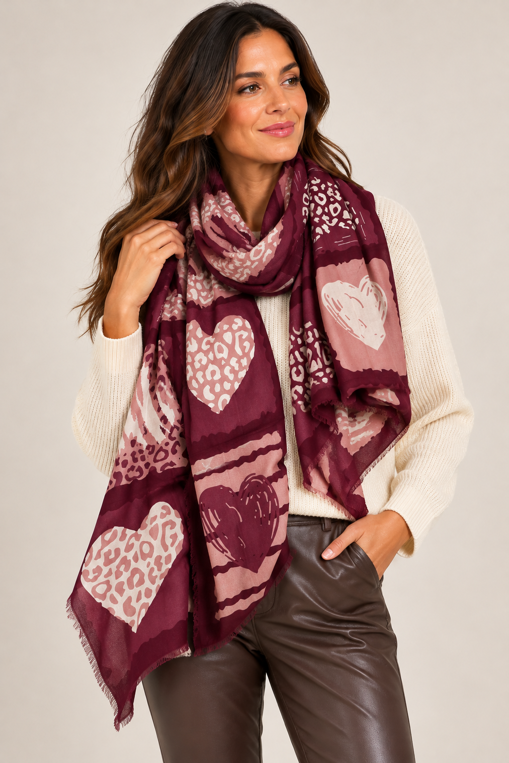 Animal Heart Print Scarf