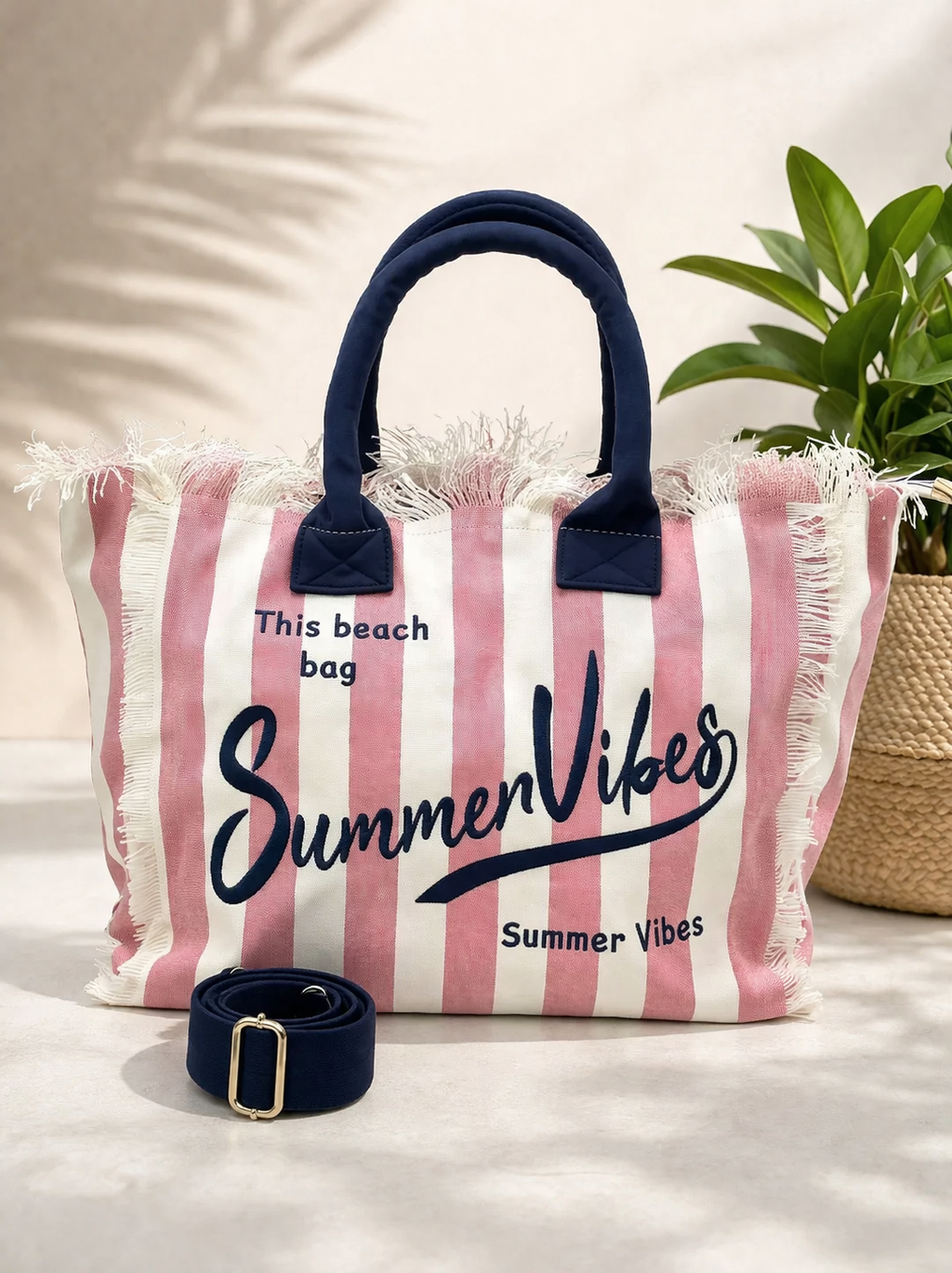 Summer Vibes Striped Large Bag