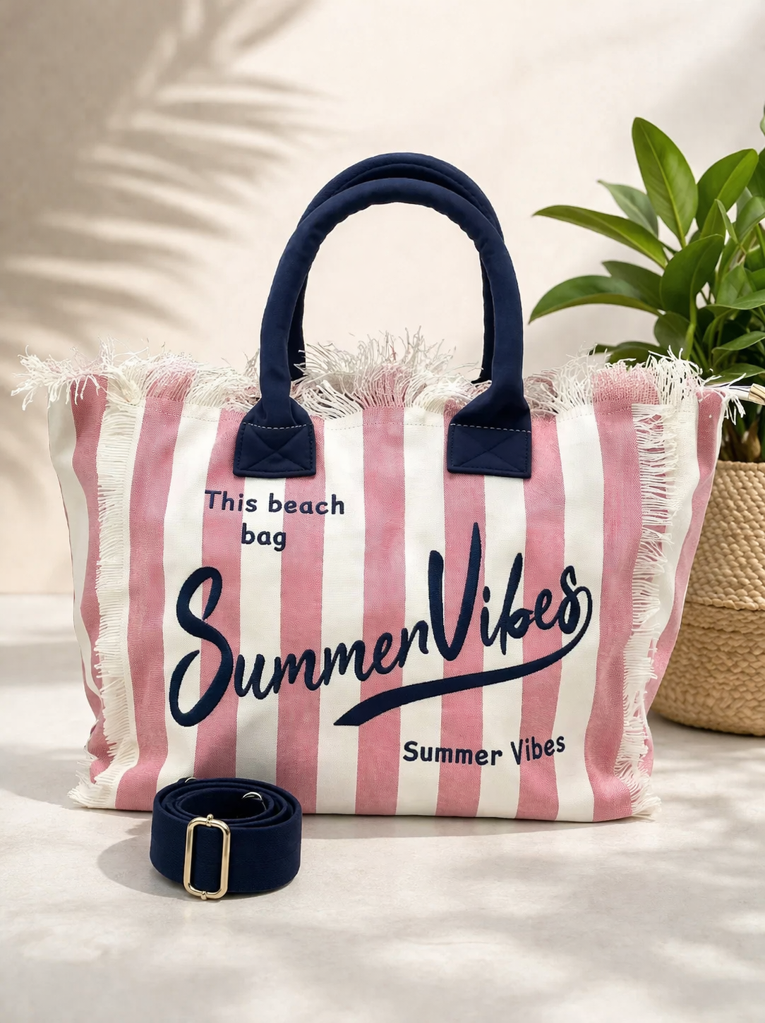 Summer Vibes Striped Large Bag