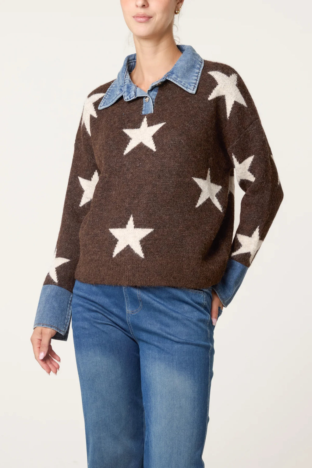 Star Denim Collar Jumper