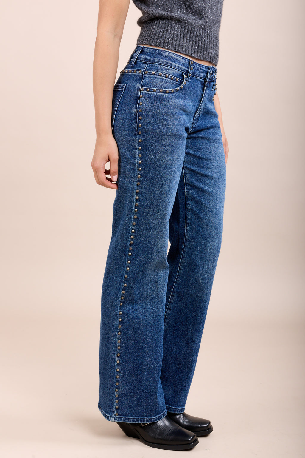 TOXIK3 Straight Stretch Jean Pants with Stud Details