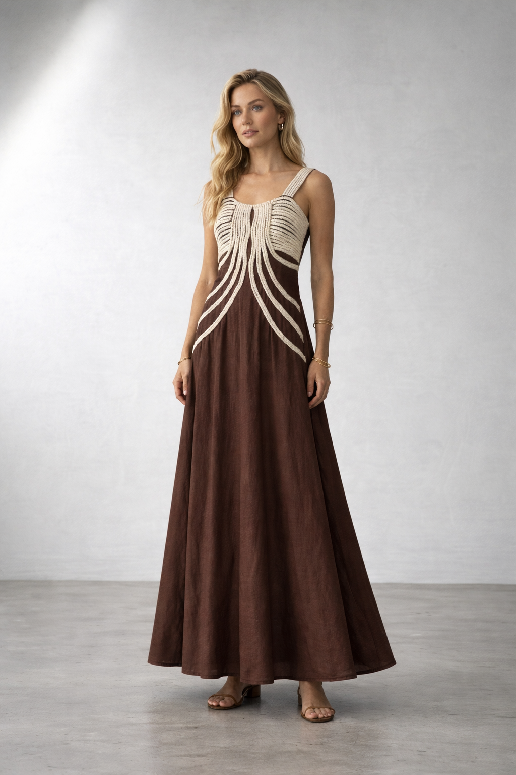 Rosa Rope Dress — Chocolate & Cream