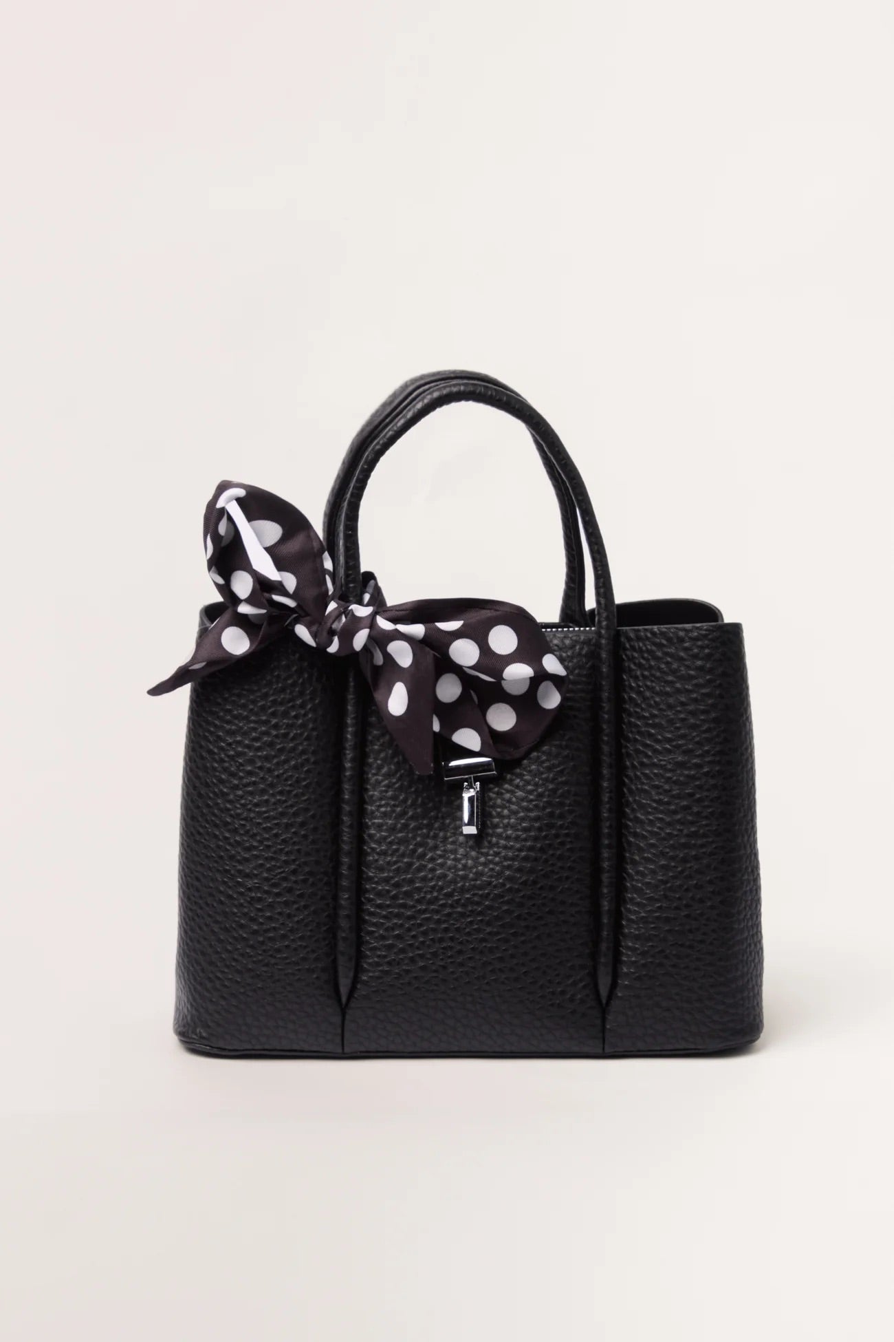 Polkadot Scarf Faux Leather Handbag