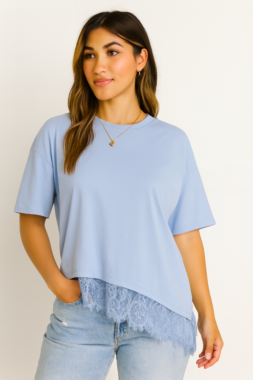 Lacey Asymmetrical T‑Shirt