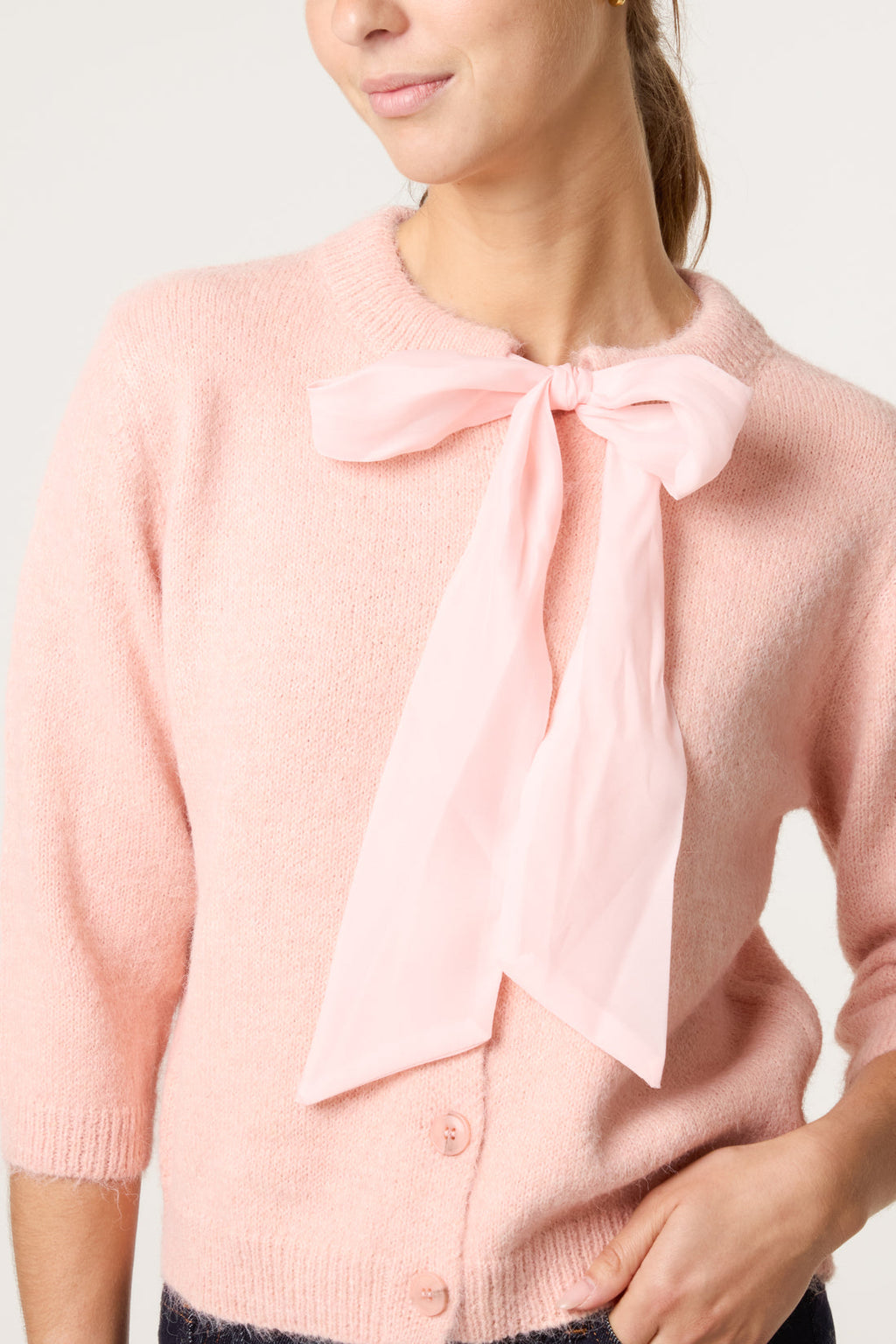Rachel Bow Front Knit Cardigan