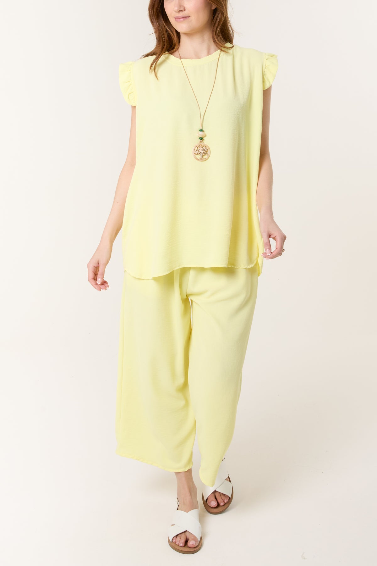 Rita Ruffle Sleeve Top & Culotte Trousers Set