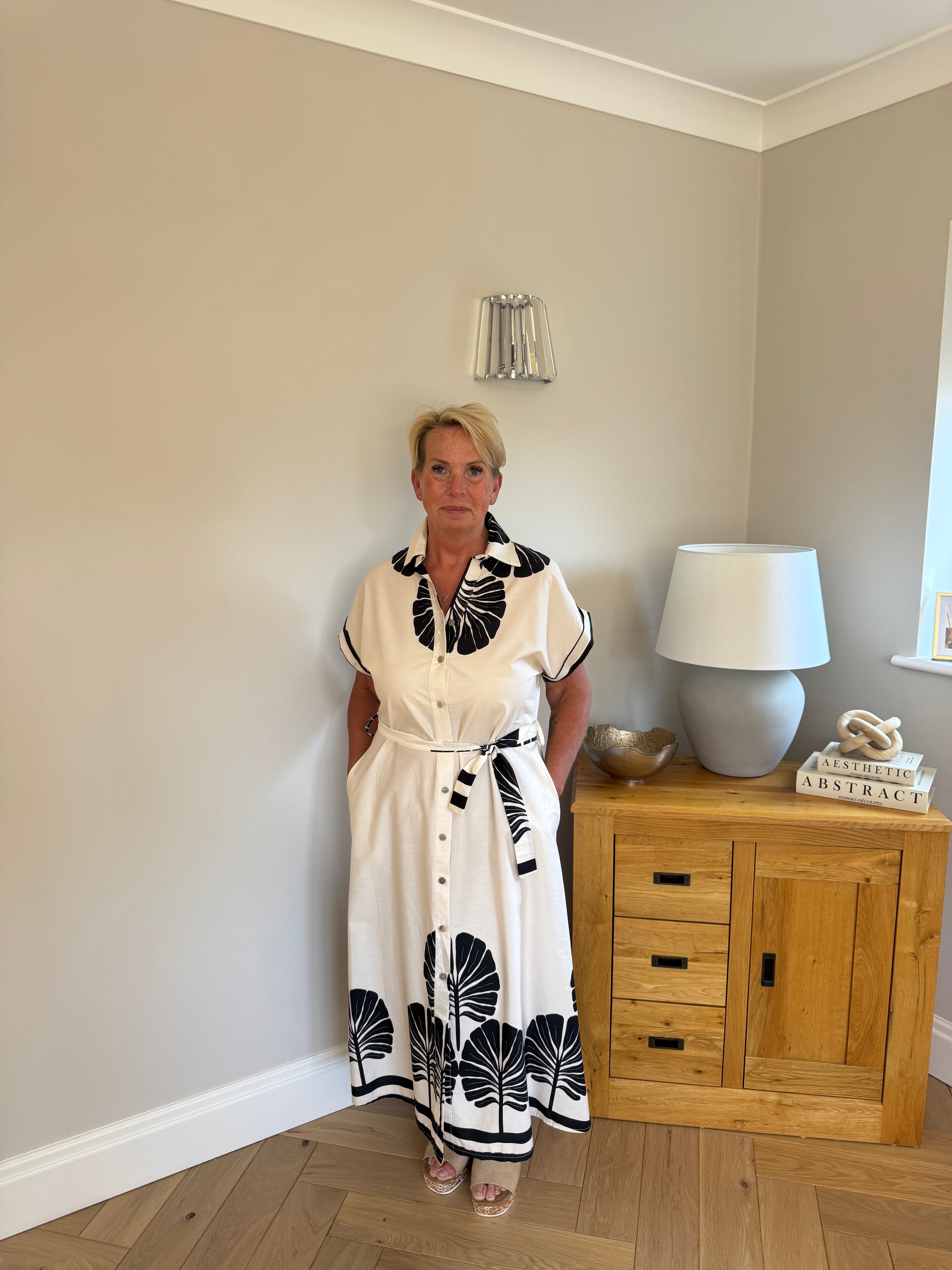 Monstera Cotton Belted Dress