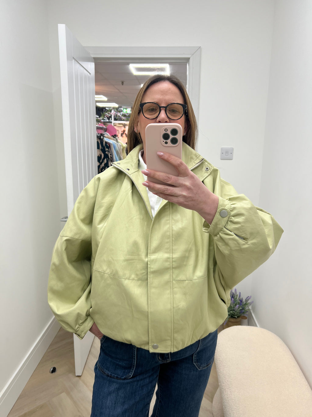 Kate Faux Leather Funnel Neck Jacket