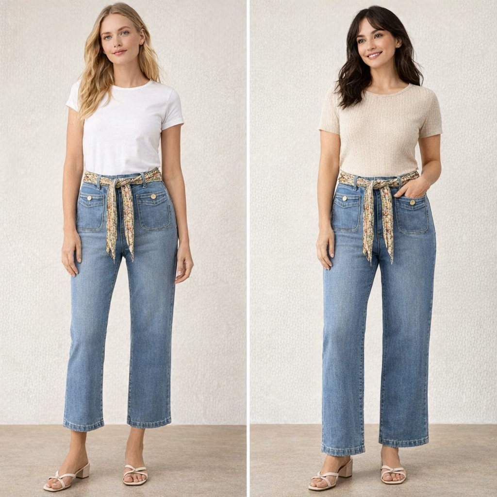Flora Belted Denim Jeans