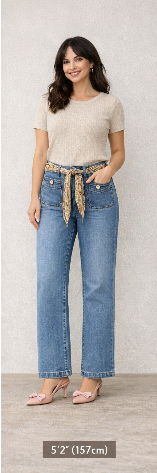 Flora Belted Denim Jeans