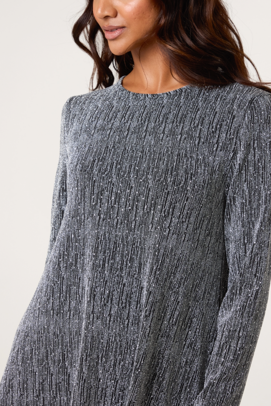 Ava Silver Lurex Swing Dress