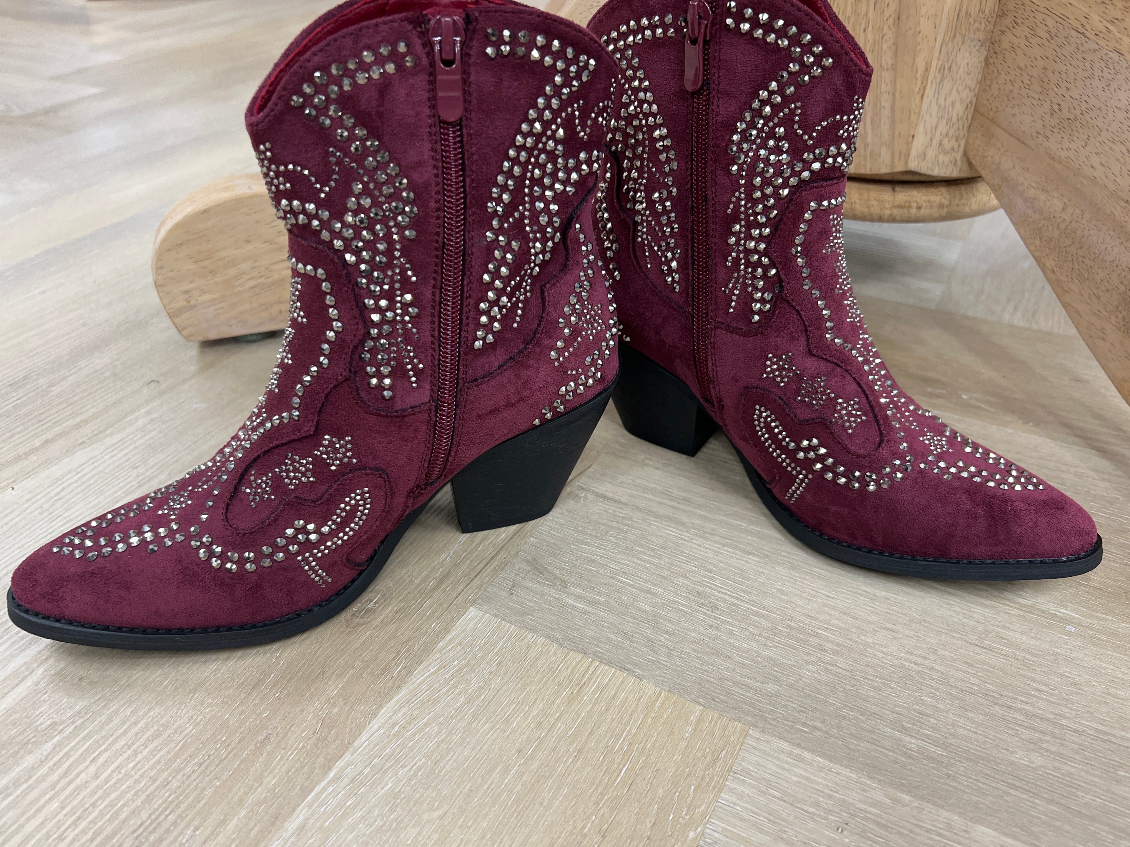 The Calista Embellished Boot Burgundy