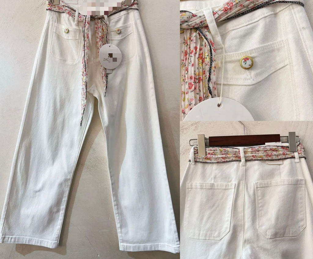 Sofia Scarf Belt Jeans White