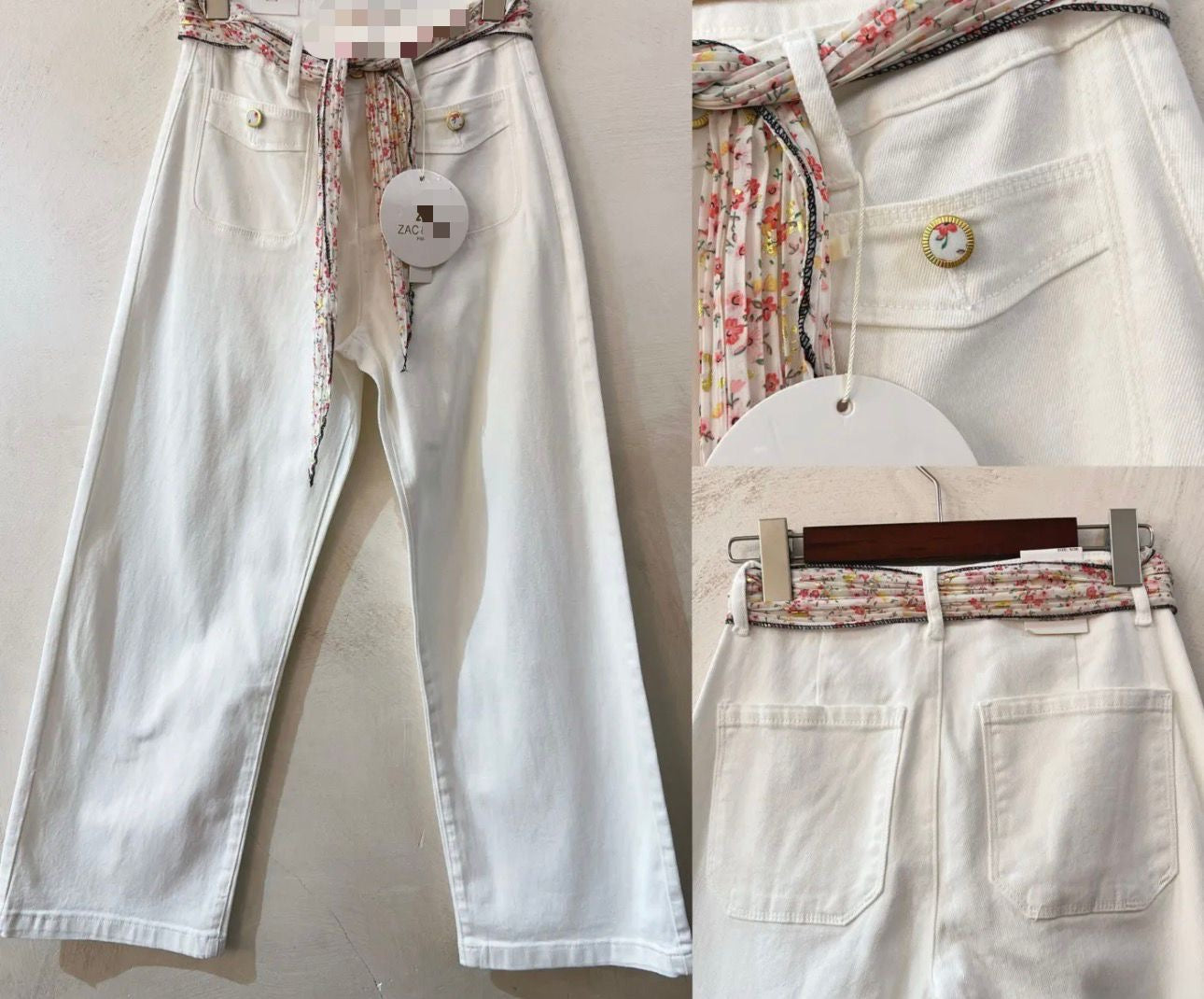 Sofia Scarf Belt Jeans White