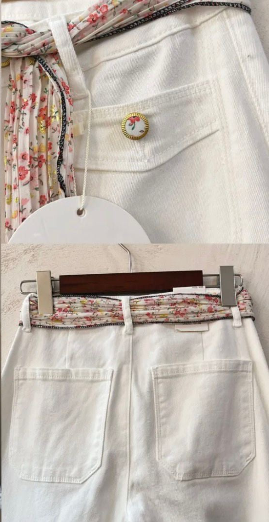 Sofia Scarf Belt Jeans White