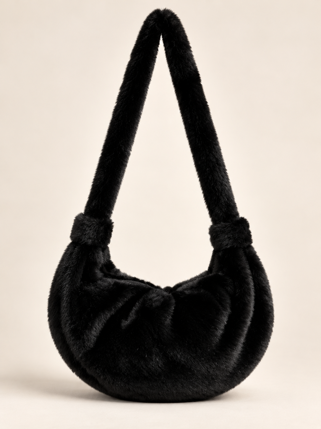 Plush Faux Fur Crescent Shoulder Bag