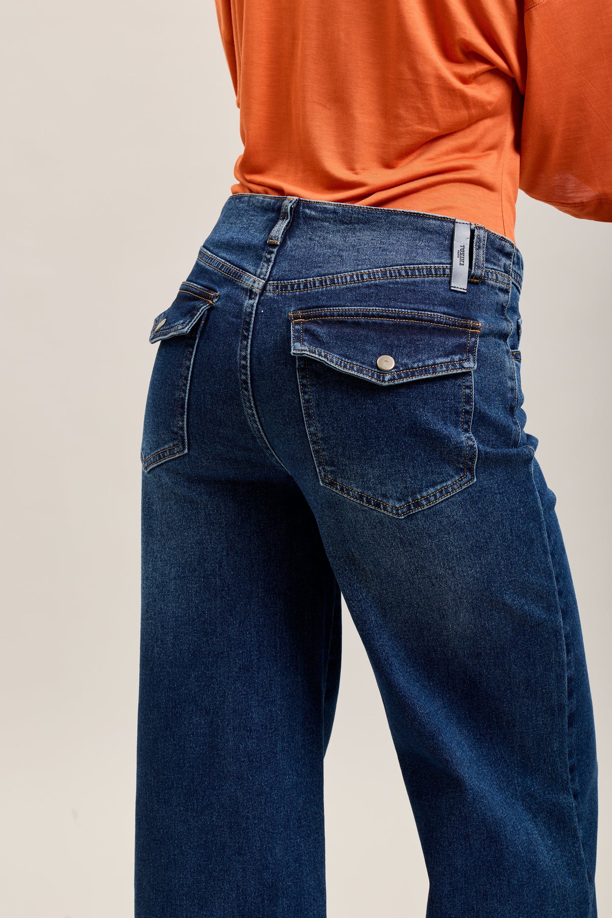 TOXIK3 WIDE DENIM STRETCH JEAN PANTS PATCH POCKETS