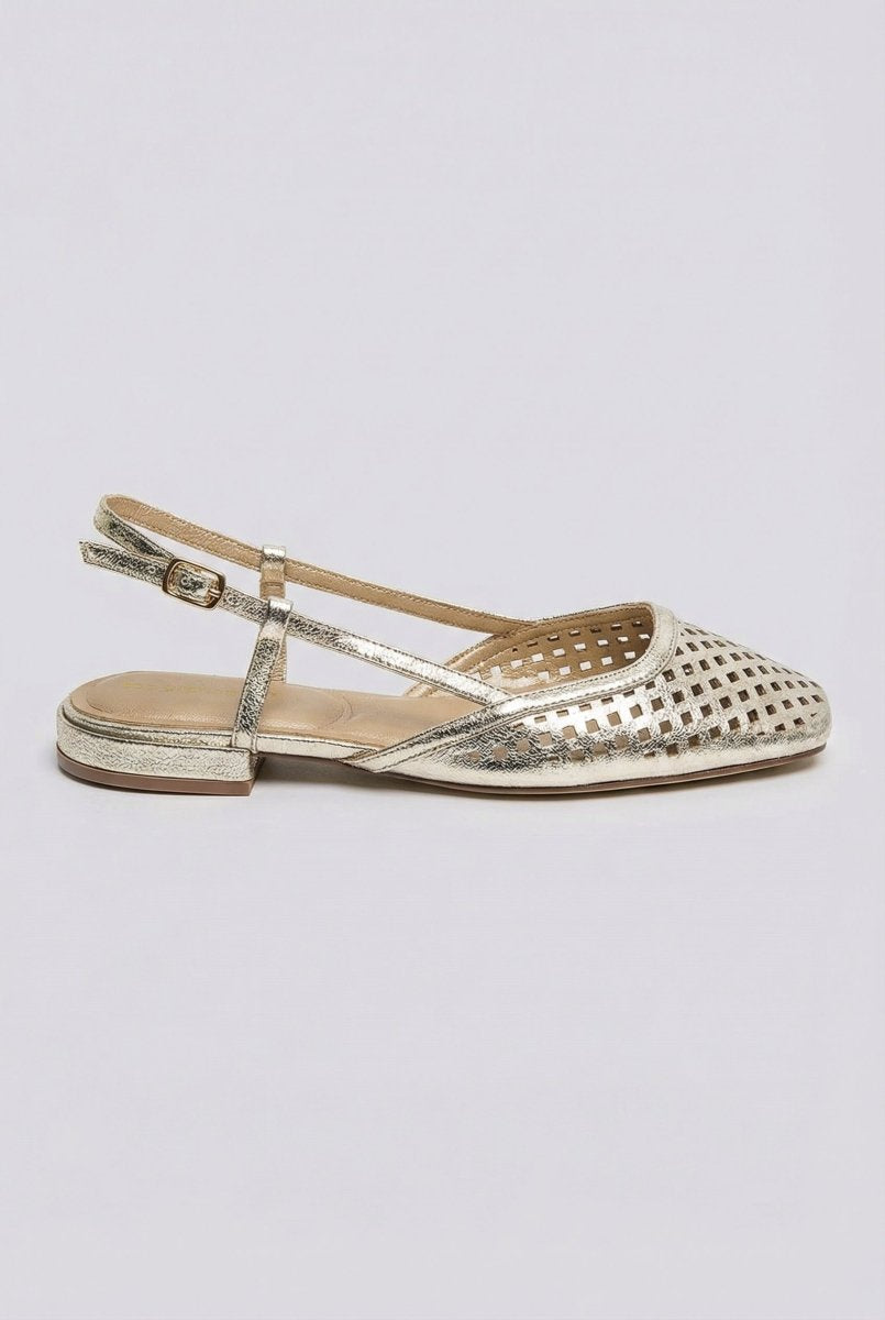 ✨ Mila — Cutwork Slingback in Gold & Neutral