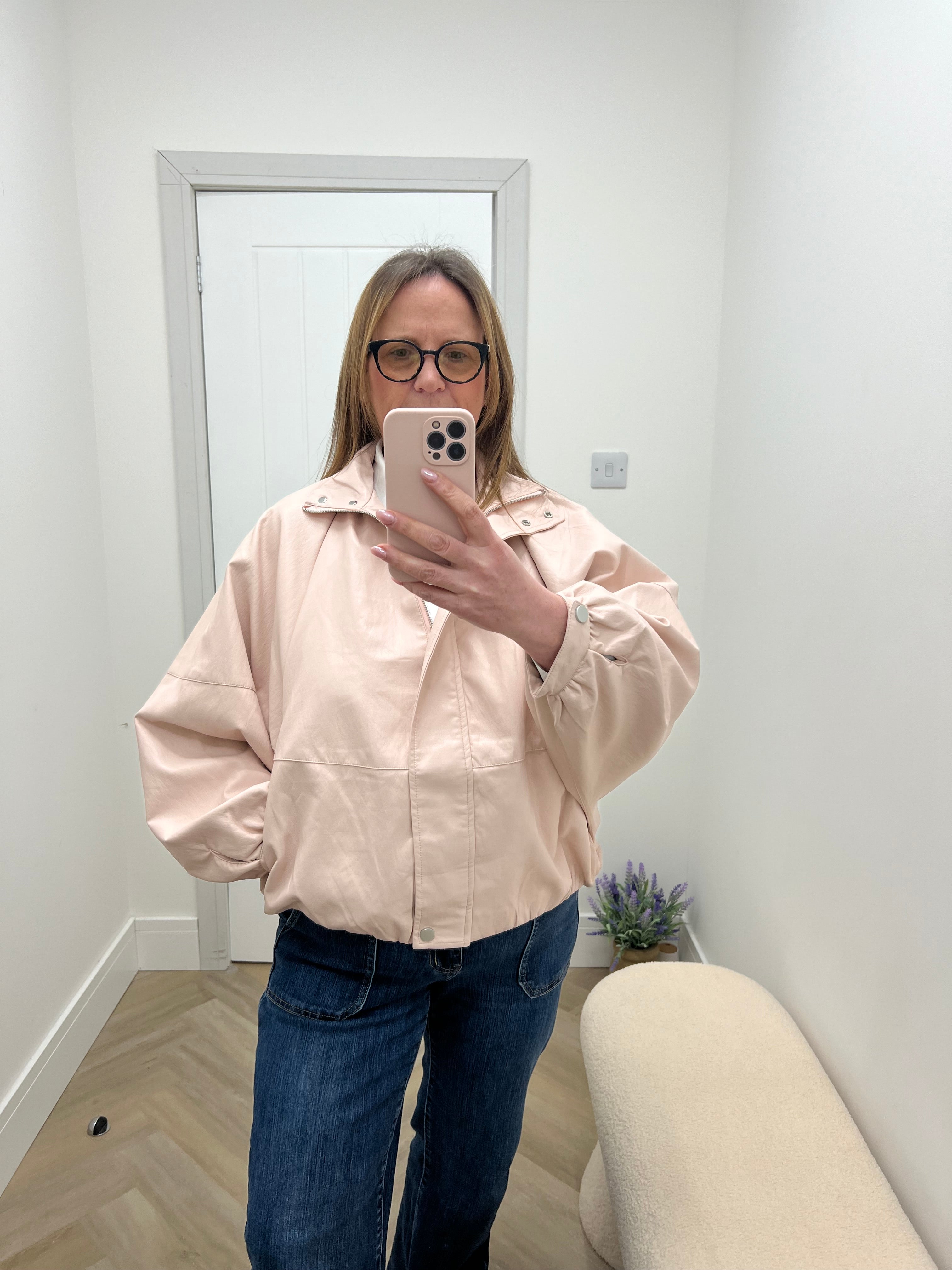 Kate Faux Leather Funnel Neck Jacket