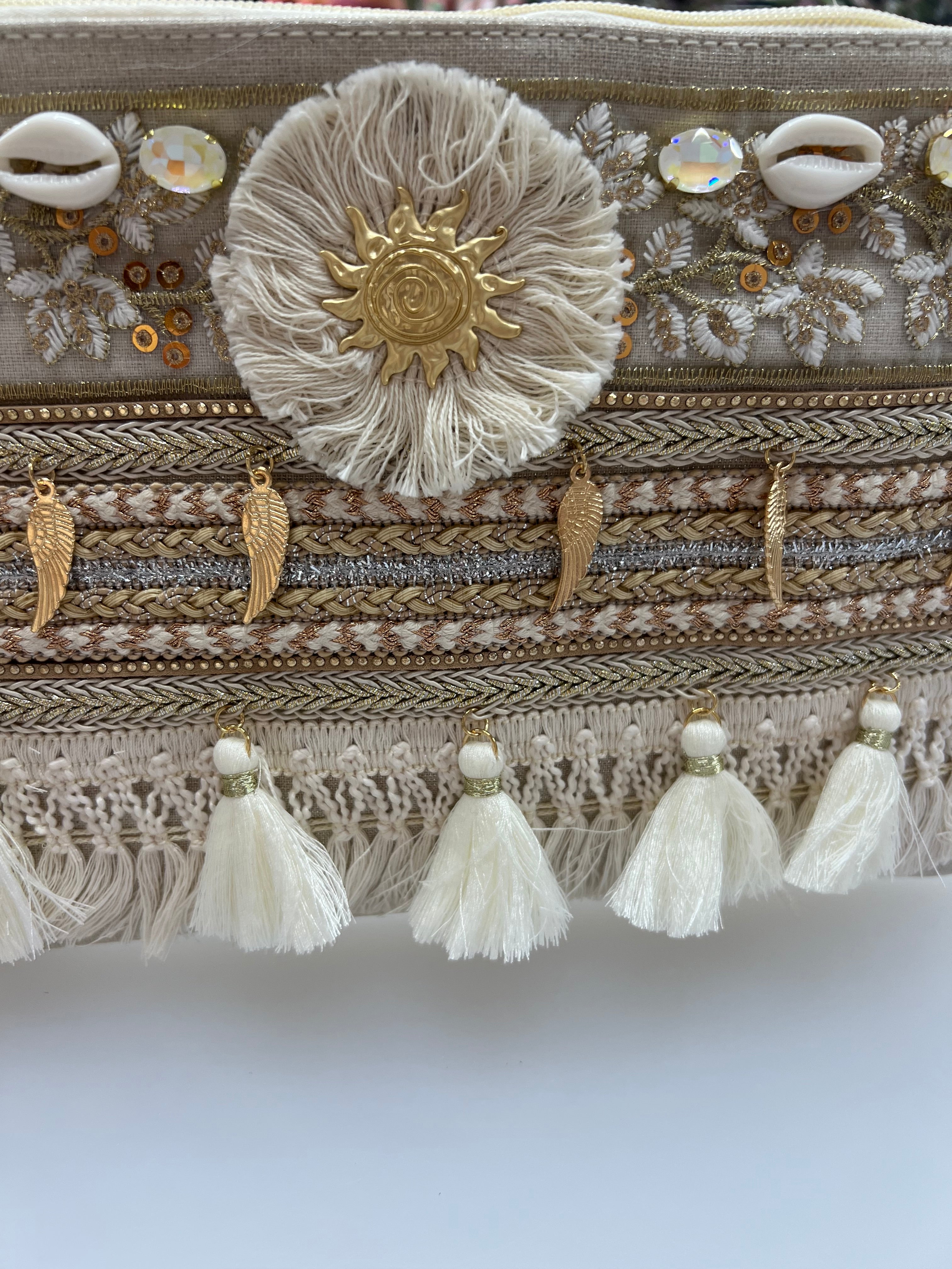 🌞 Sun – Embellished Boho Clutch