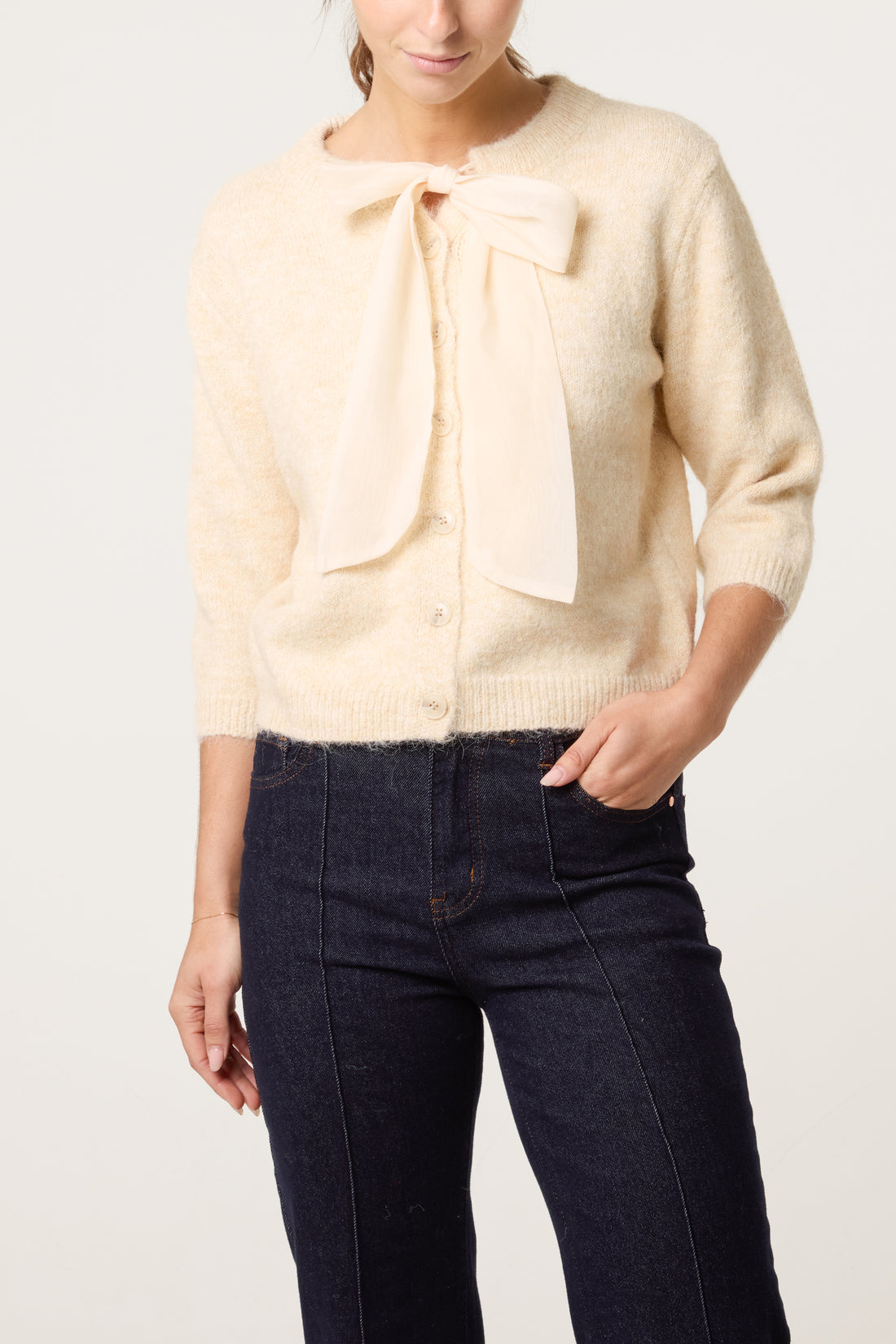 Rachel Bow Front Knit Cardigan
