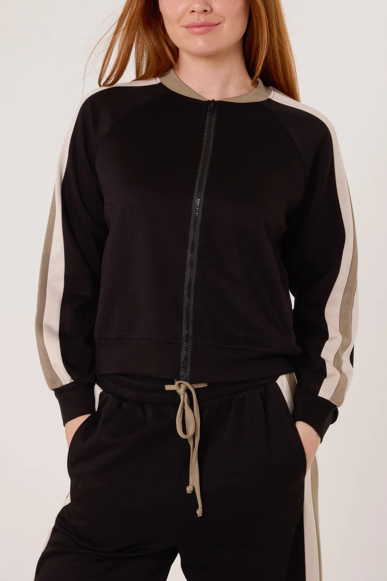 Georgie Stripe Bomber Jacket & Jogger Set