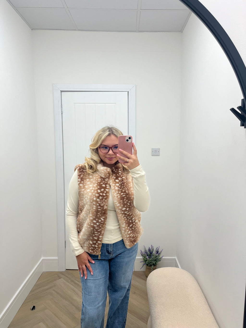 Taupe Bambi Faux Fur Gilet