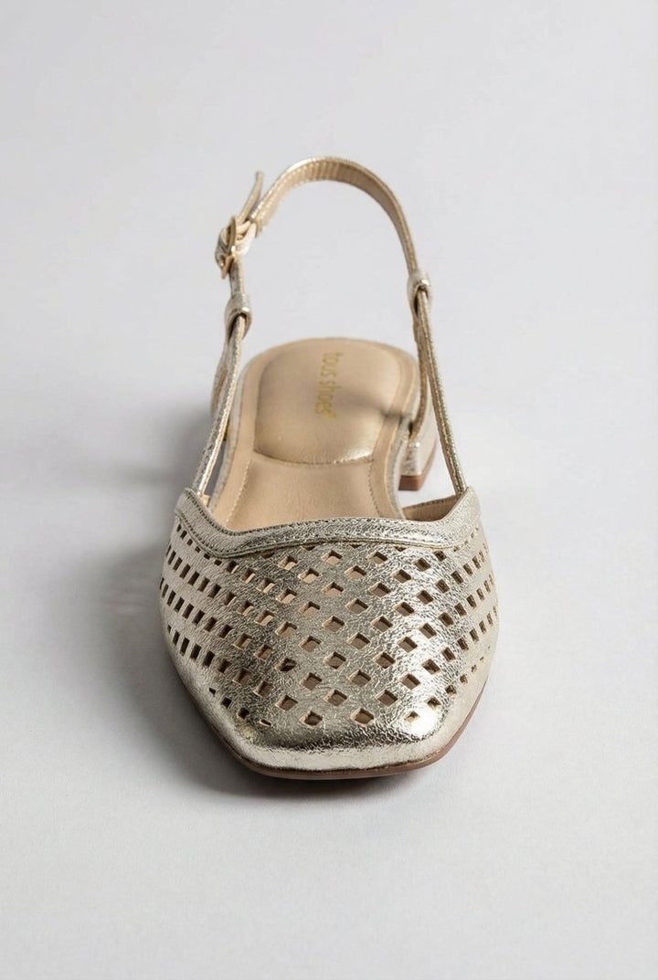 ✨ Mila — Cutwork Slingback in Gold & Neutral