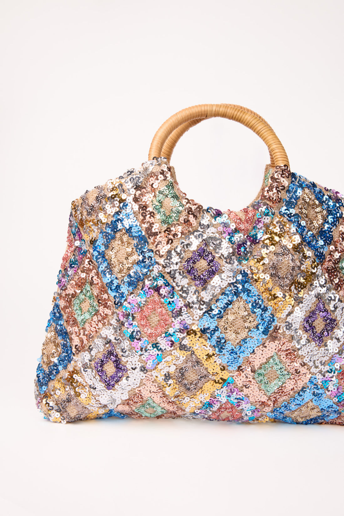 Nixie Sequin Bamboo Handle Bag