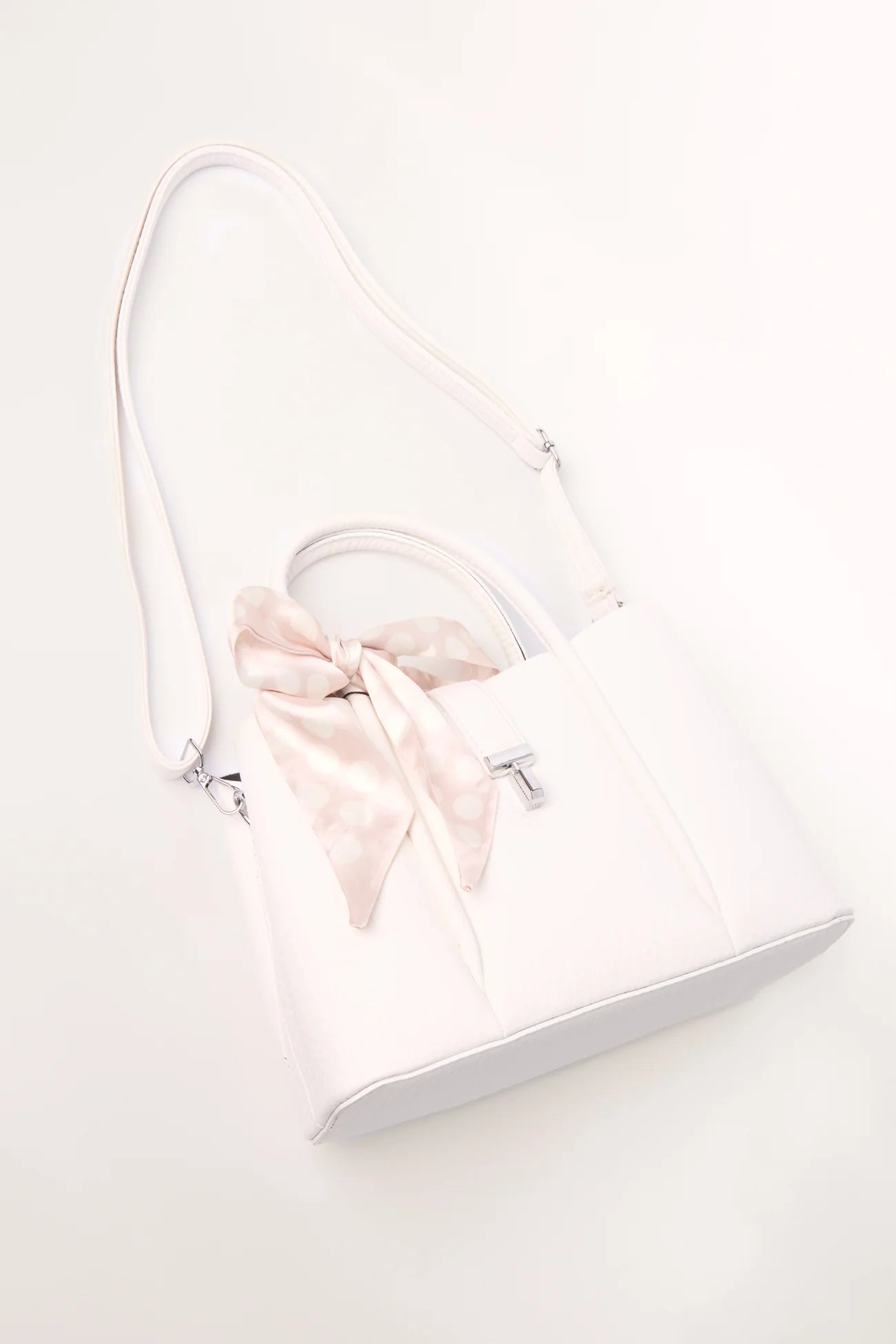 Polkadot Scarf Faux Leather Handbag