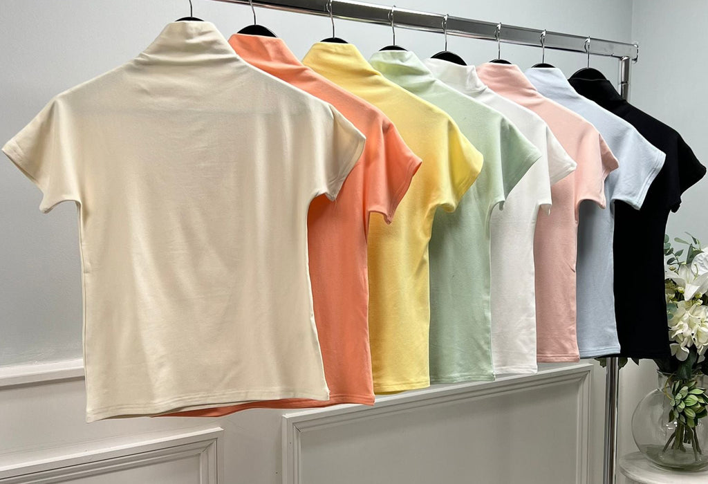 ✨ Polly High Neck Top Short Sleeve