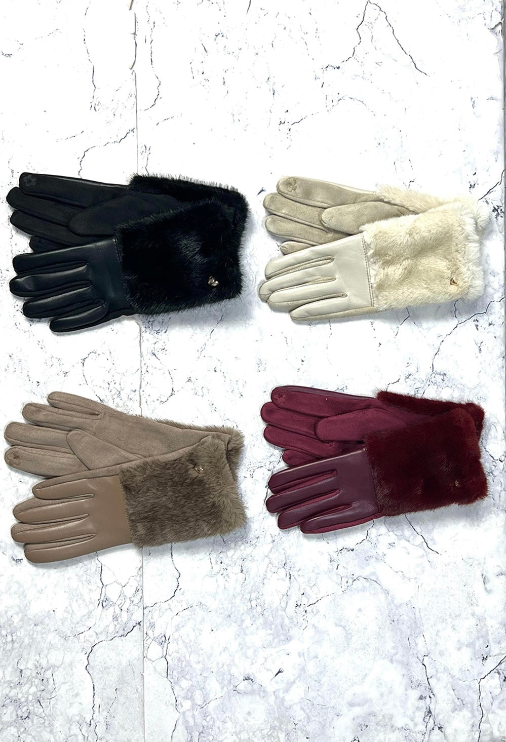 🖤 Fur Heart Gloves with Touchscreen Finger