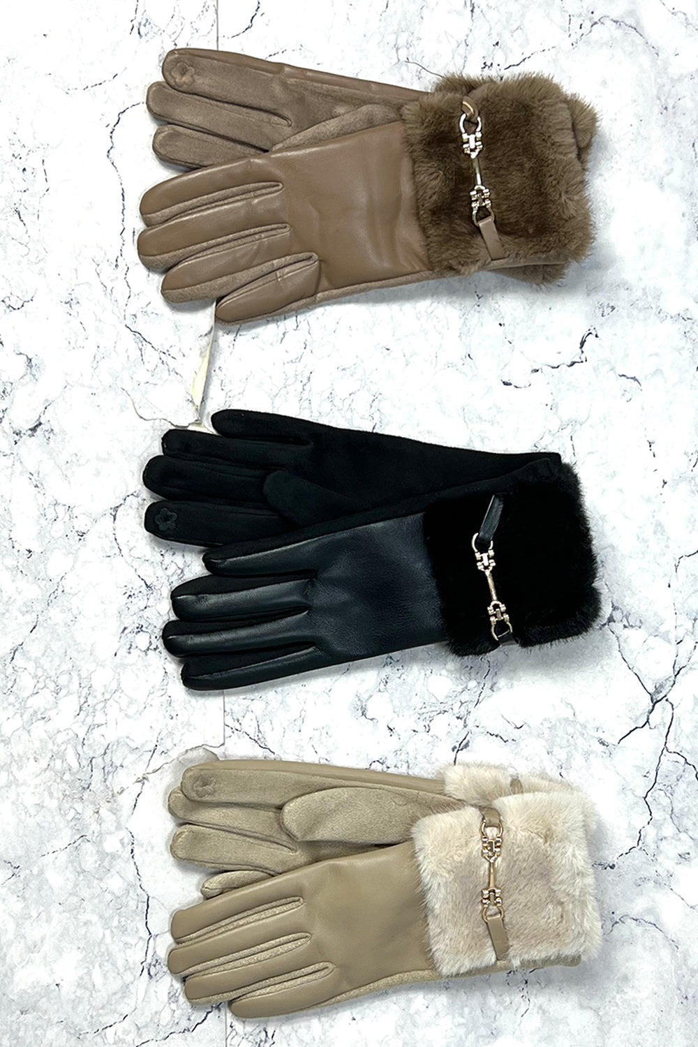 ✨ Chainlink Chic Faux Leather Gloves