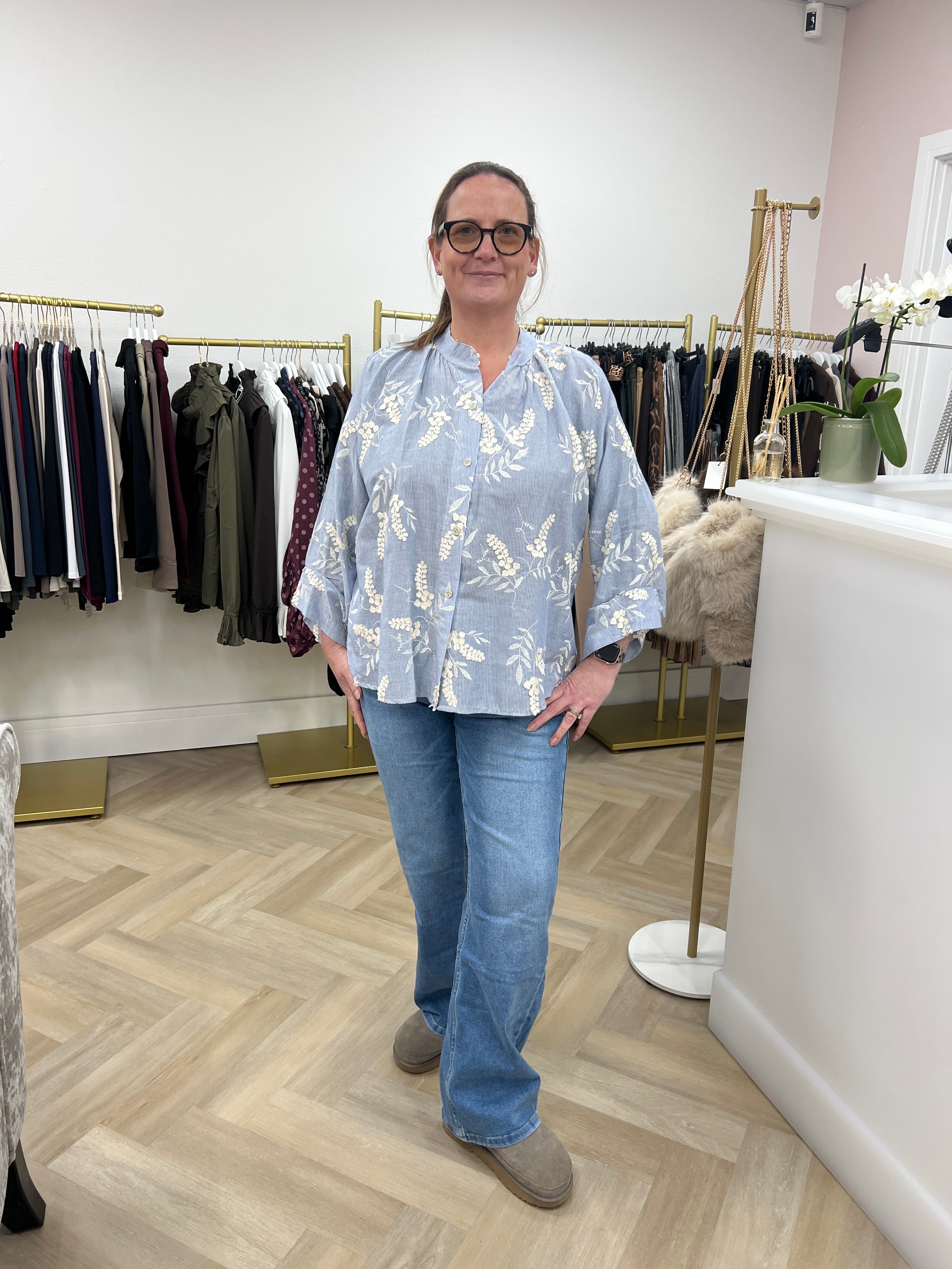 Blossom Stripe Embroidered