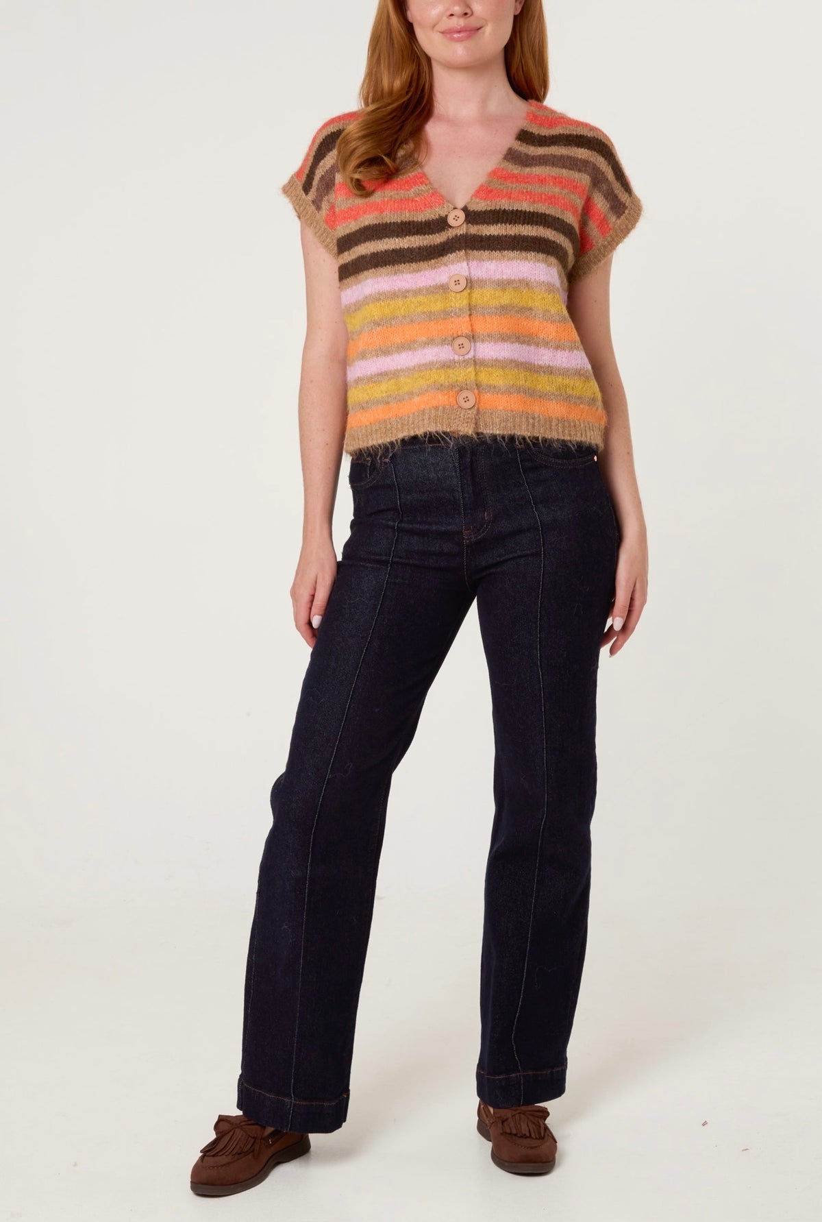Marley Stripe Colourful Sleeveless Cardigan