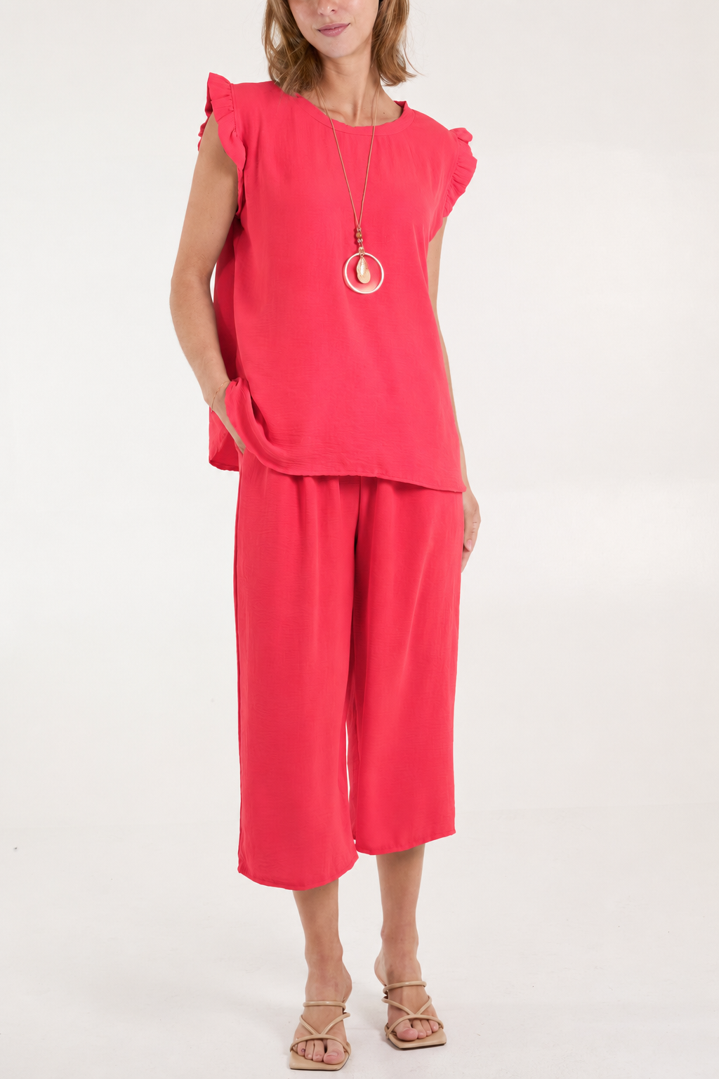 Rita Ruffle Sleeve Top & Culotte Trousers Set