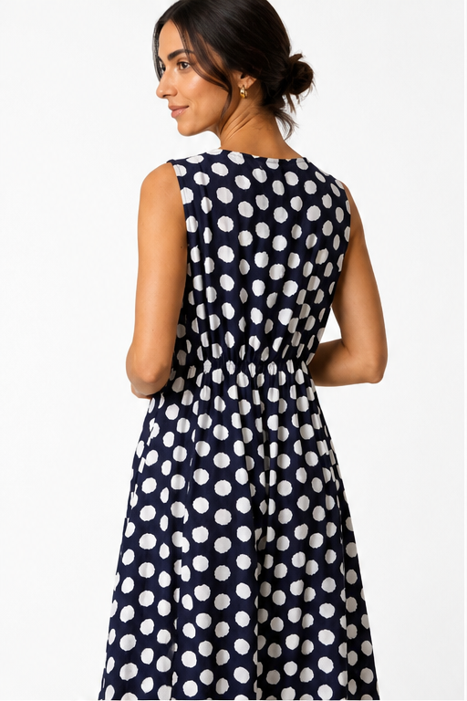 Emi – Polka Dot Sleeveless Midi Dress