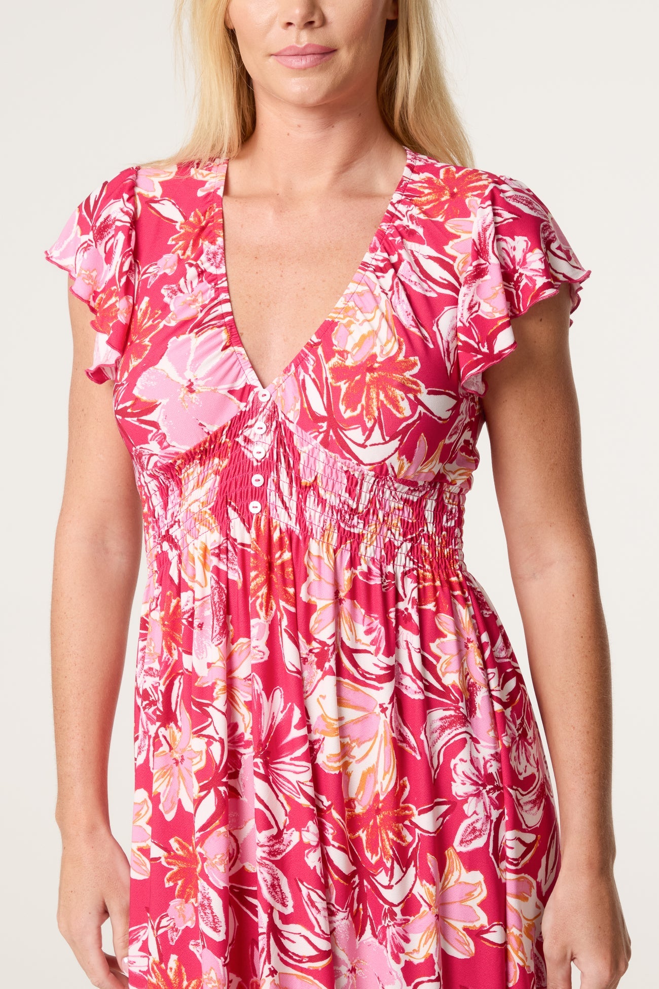 Malia – Tropical Floral Stretch Crepe Dress