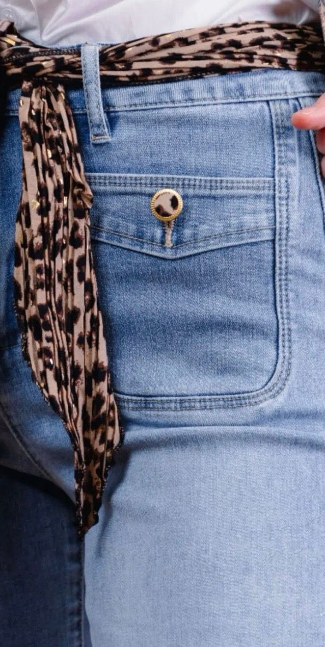 Leopard Scarf Belt Jeans Zac & Zoe