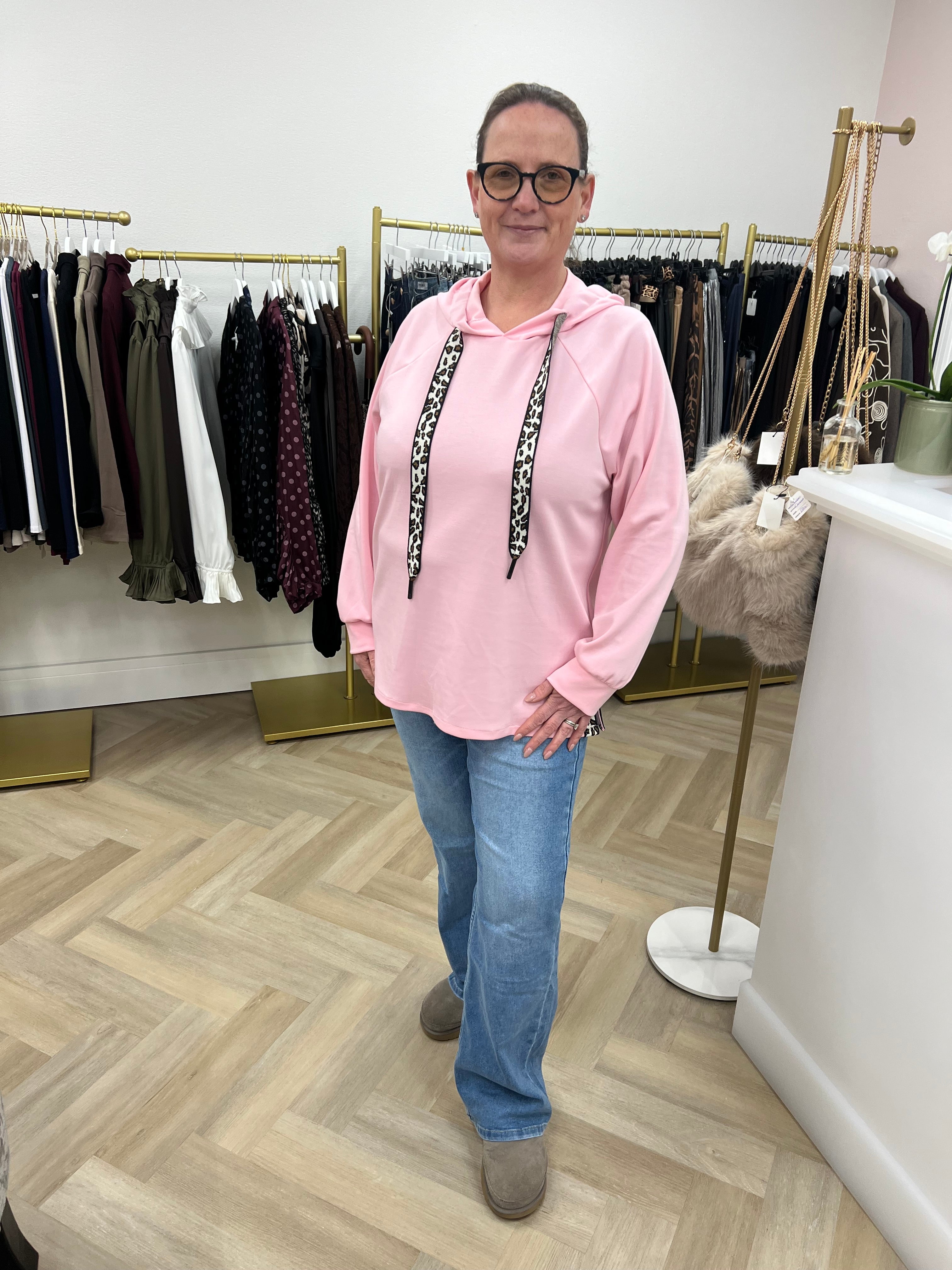 Carla Super Soft Scuba Sweat Top – Leopard Detail