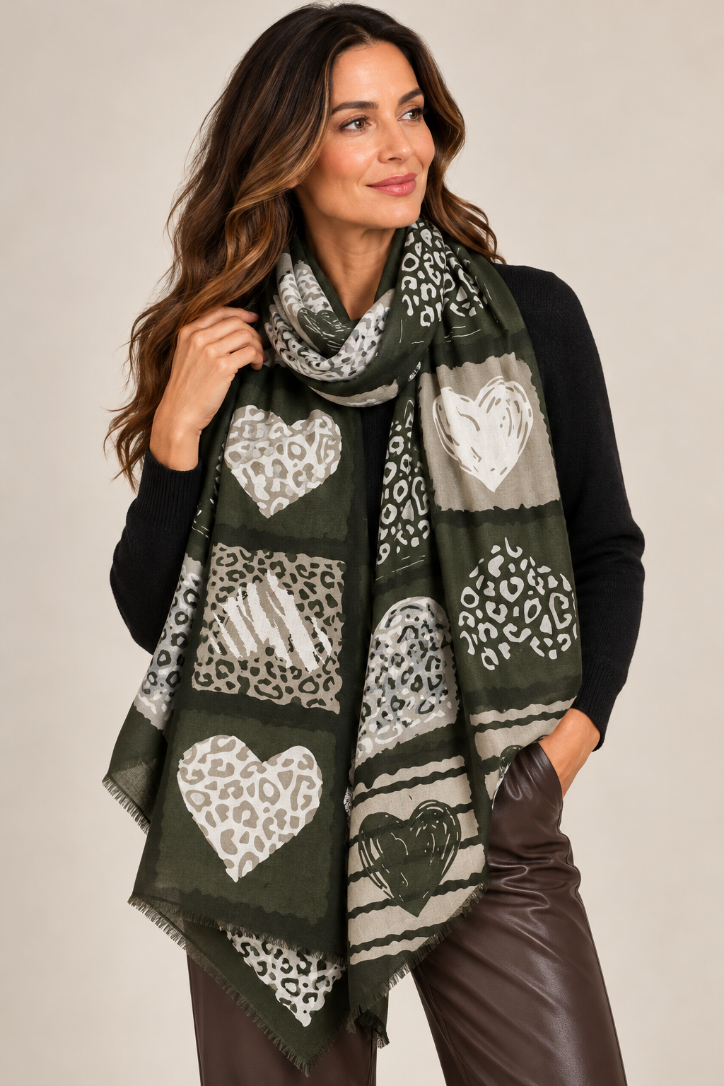 Animal Heart Print Scarf