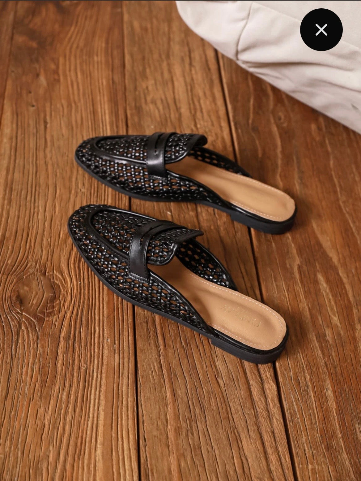 ✨ Eva — Black Mesh Mule Loafer