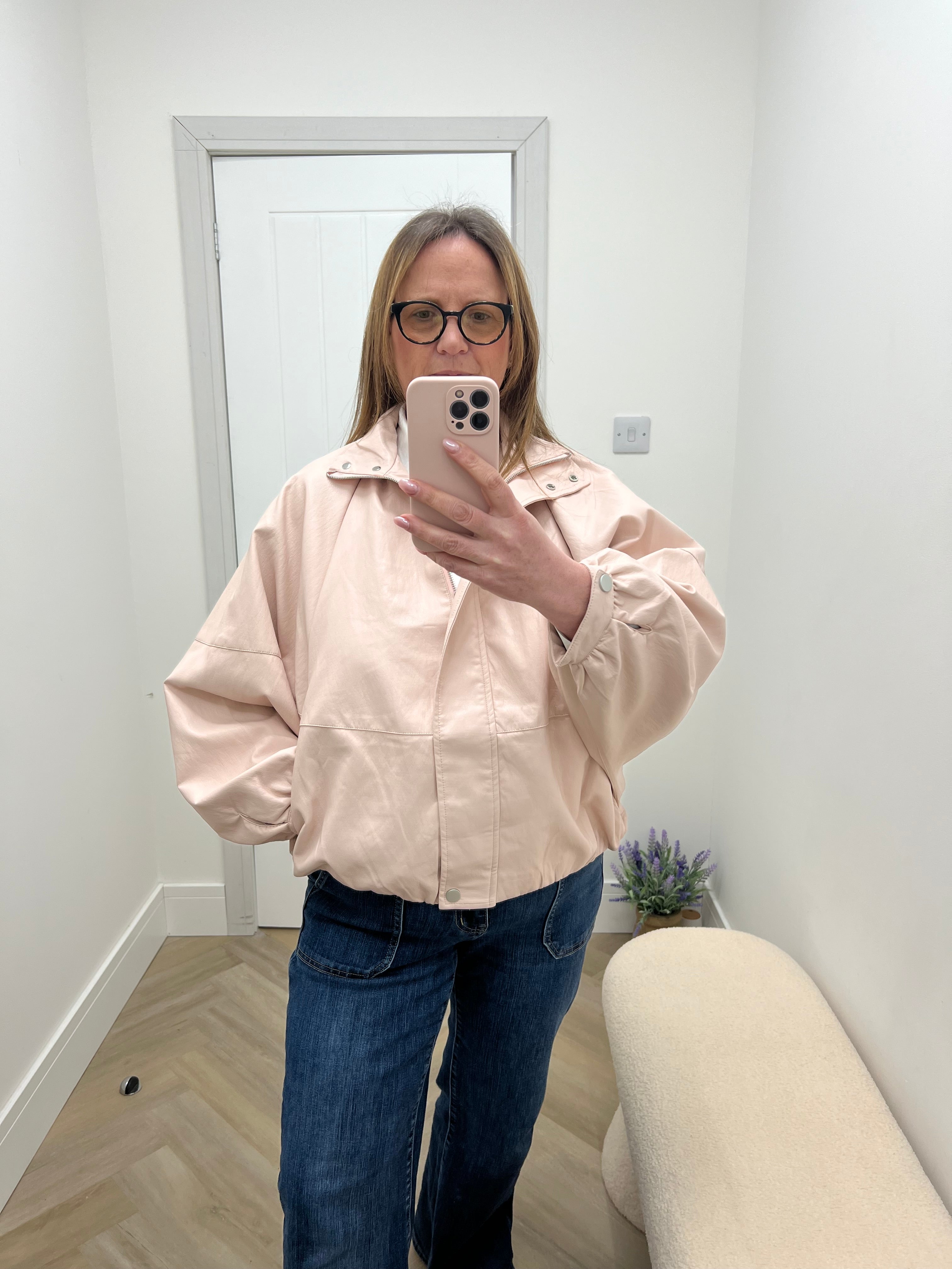 Kate Faux Leather Funnel Neck Jacket
