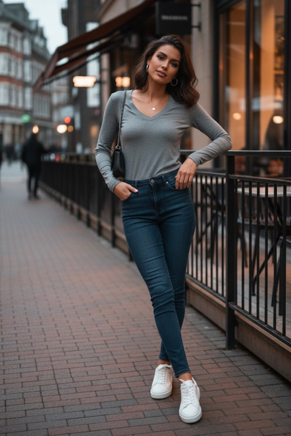 ✨ Polly V Neck Top Long Sleeve