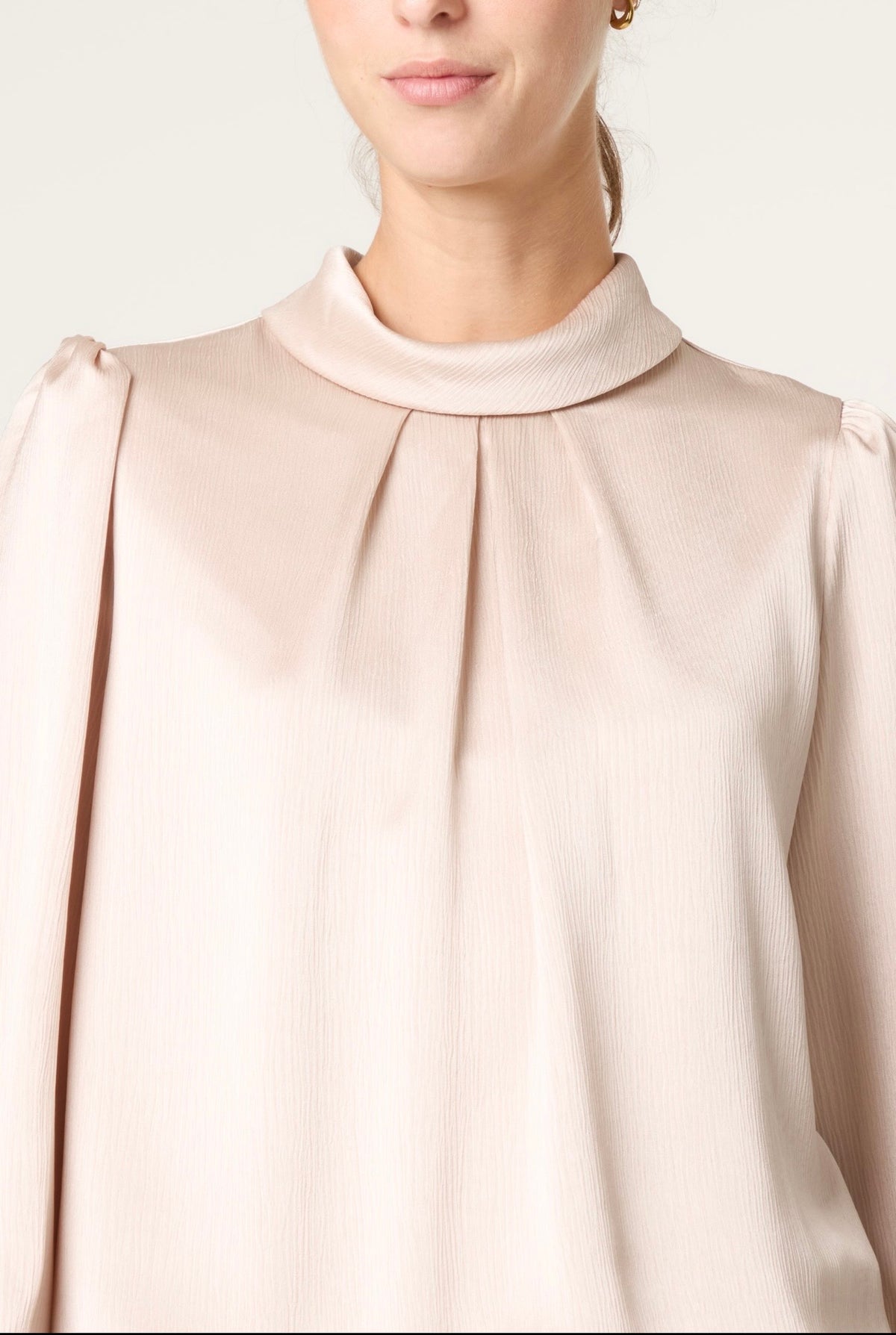Celine Champagne Satin Feel Puffball Blouse